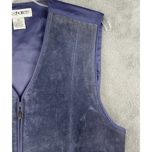 Passports Vest Skirt Set Womens Medium Blue Leather Full Zip Vintage Knee Length - Picture 14 of 16